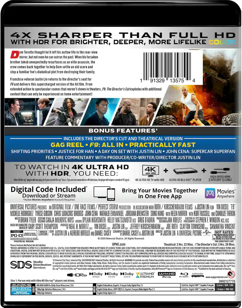 F9: The Fast Saga (4K UHD / Blu-Ray / DVD Combo) USED