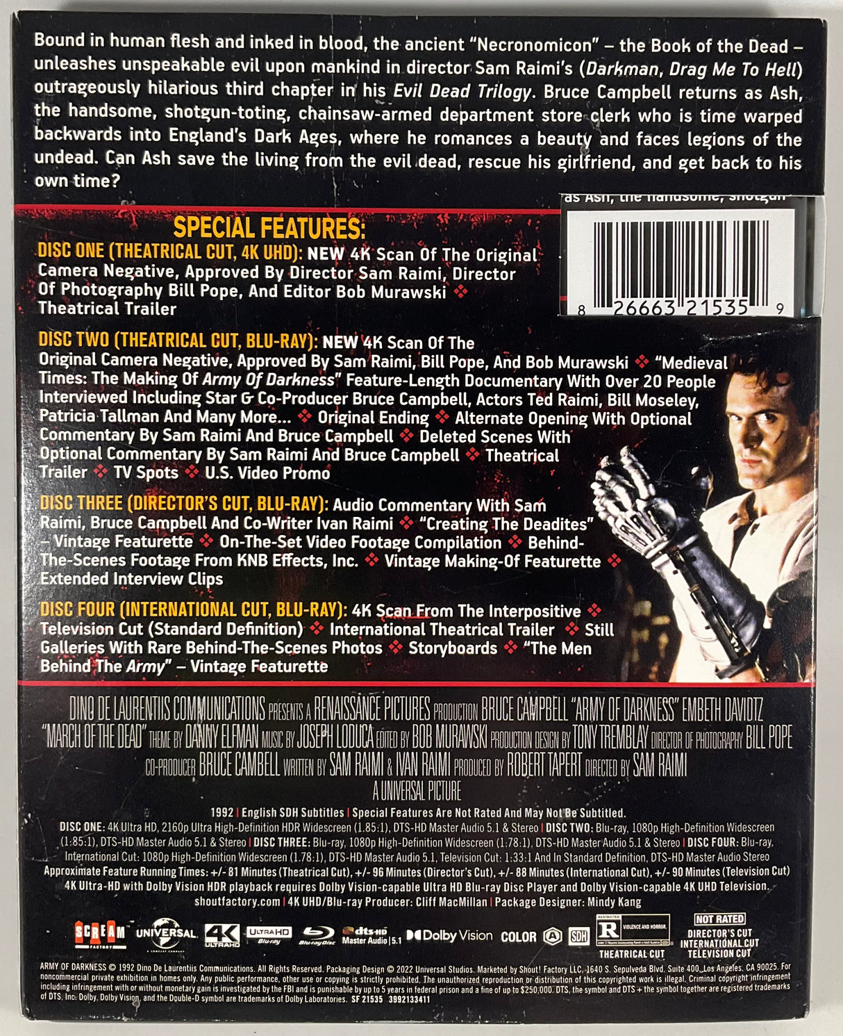 Army of Darkness (4K UHD, Collector's Edition) w/SLIP USED