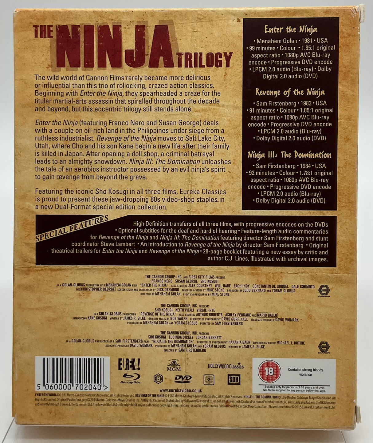 The Ninja Triology (Enter The Ninja / Revenge of the Ninja / Ninja III: The Domination, Region B) USED