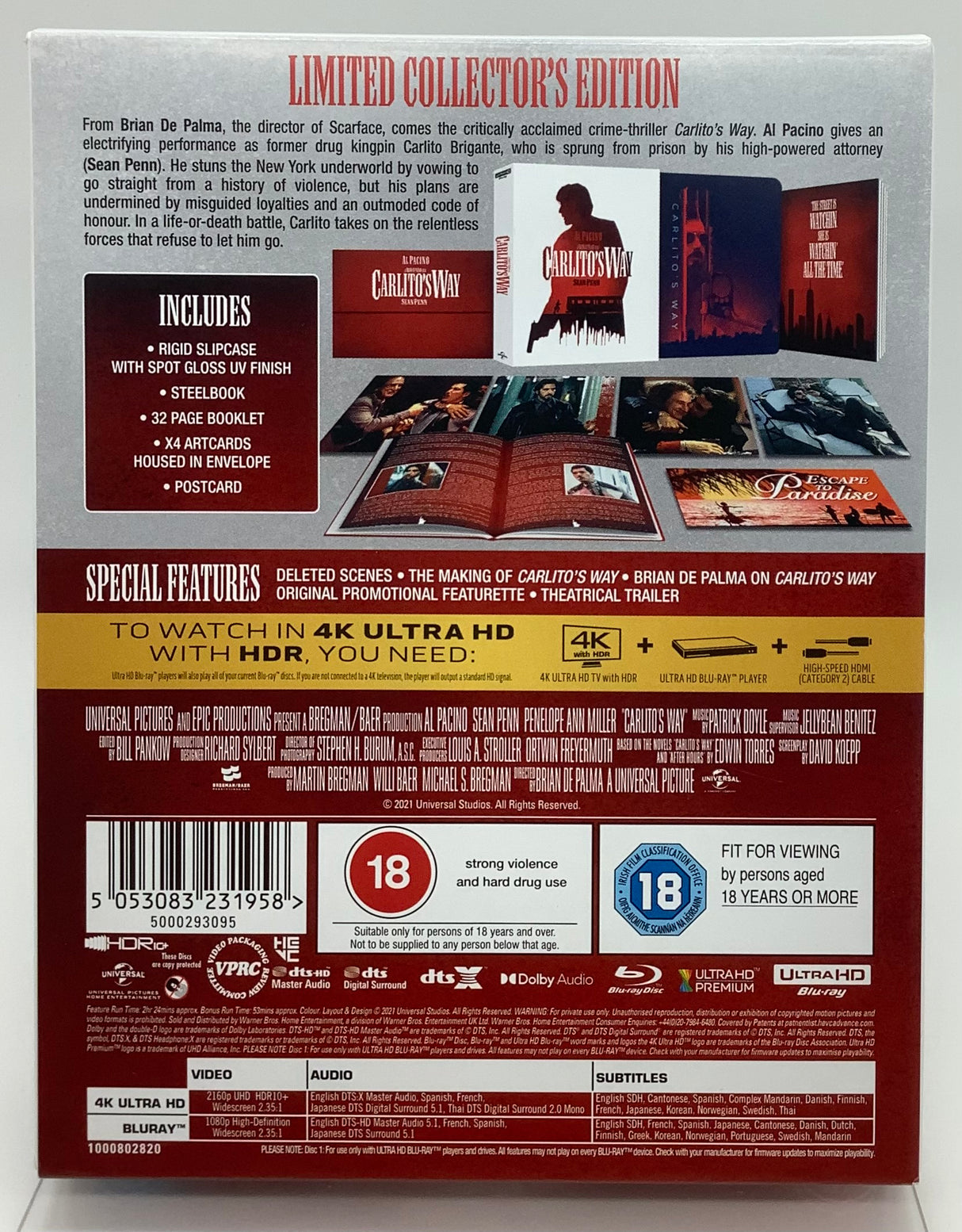 Carlito's Way (4K UHD, Limited Edition, Steelbook) *See Note* USED