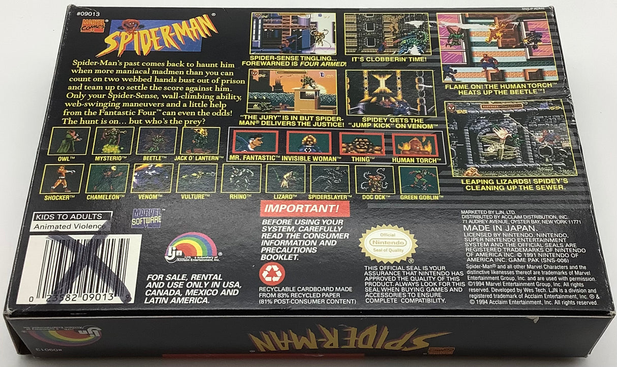 Spiderman Super Nintendo USED