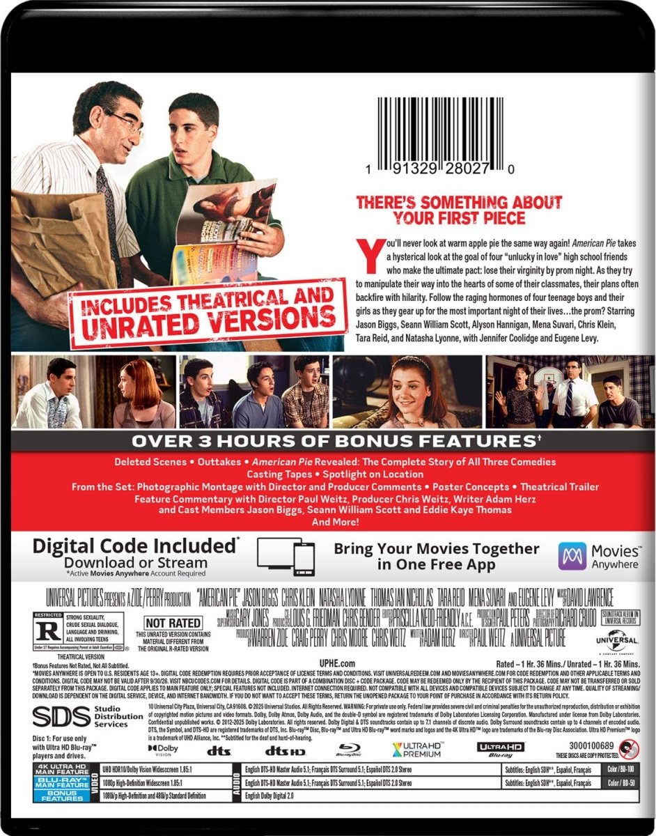 American Pie - Unrated (4K UHD + Blu-Ray Combo) w/SLIP USED