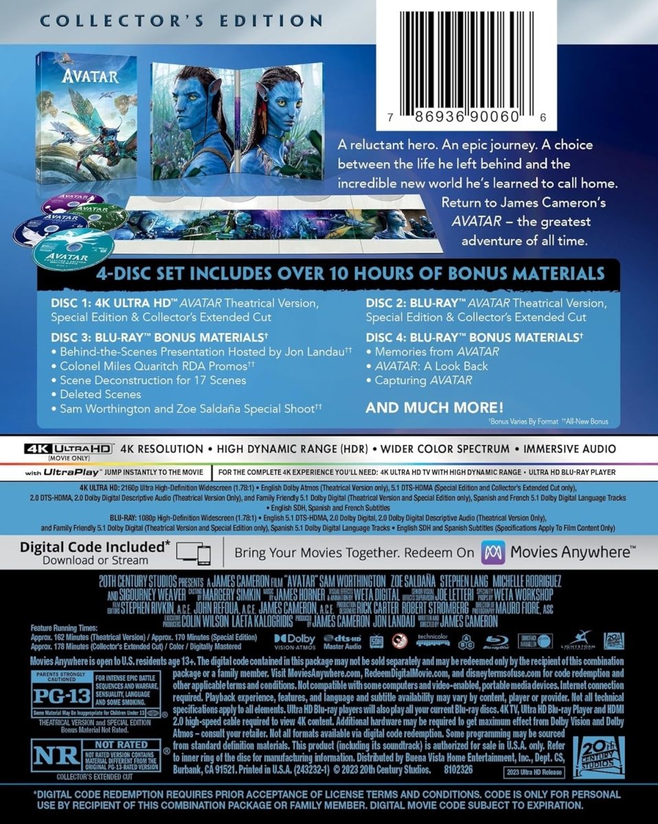 Avatar (4K UHD, 4 Disc Collector's Edition) - New 4K UHD