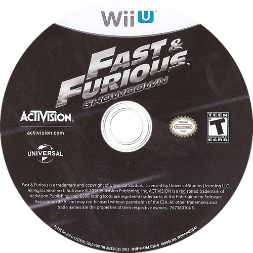 Fast and Furious Showdown Nintendo Wii - U LOOSE - Video Games - Nintendo Wii - U