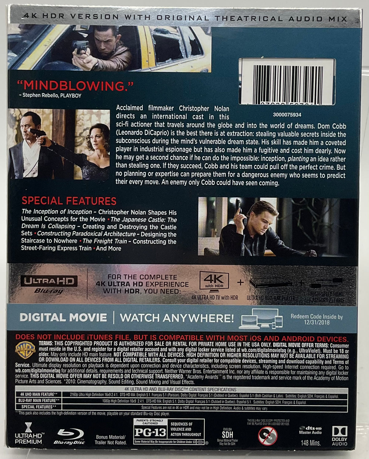 Inception (4K UHD) w/SLIP USED