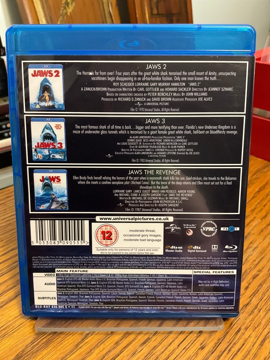 Jaws 2, Jaws 3 & Jaws: The Revenge (Region B) *See Note* USED