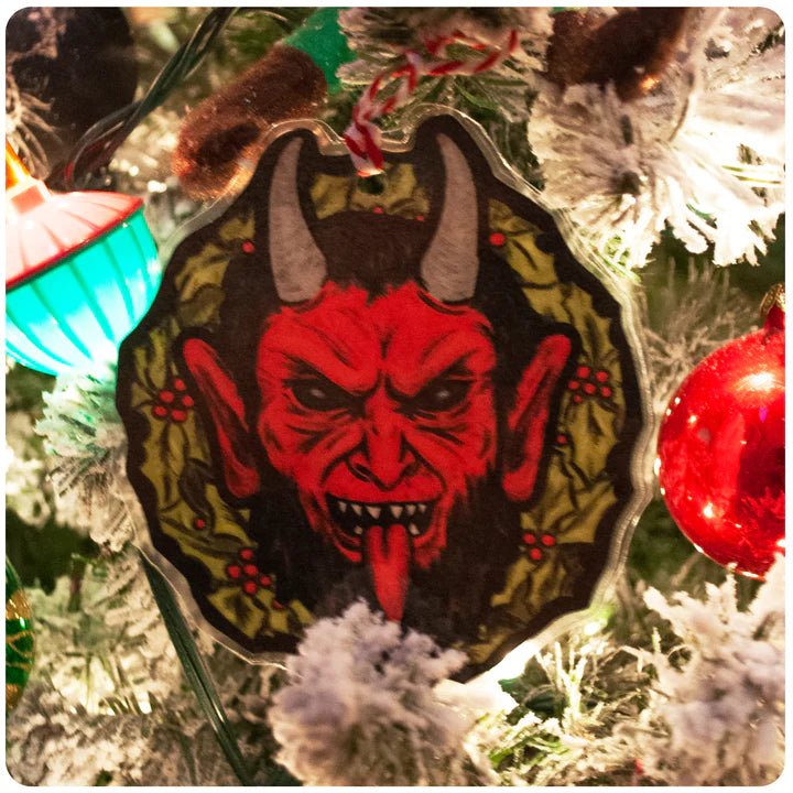 Large Krampus Wreath Christmas Tree Ornament Set of 3