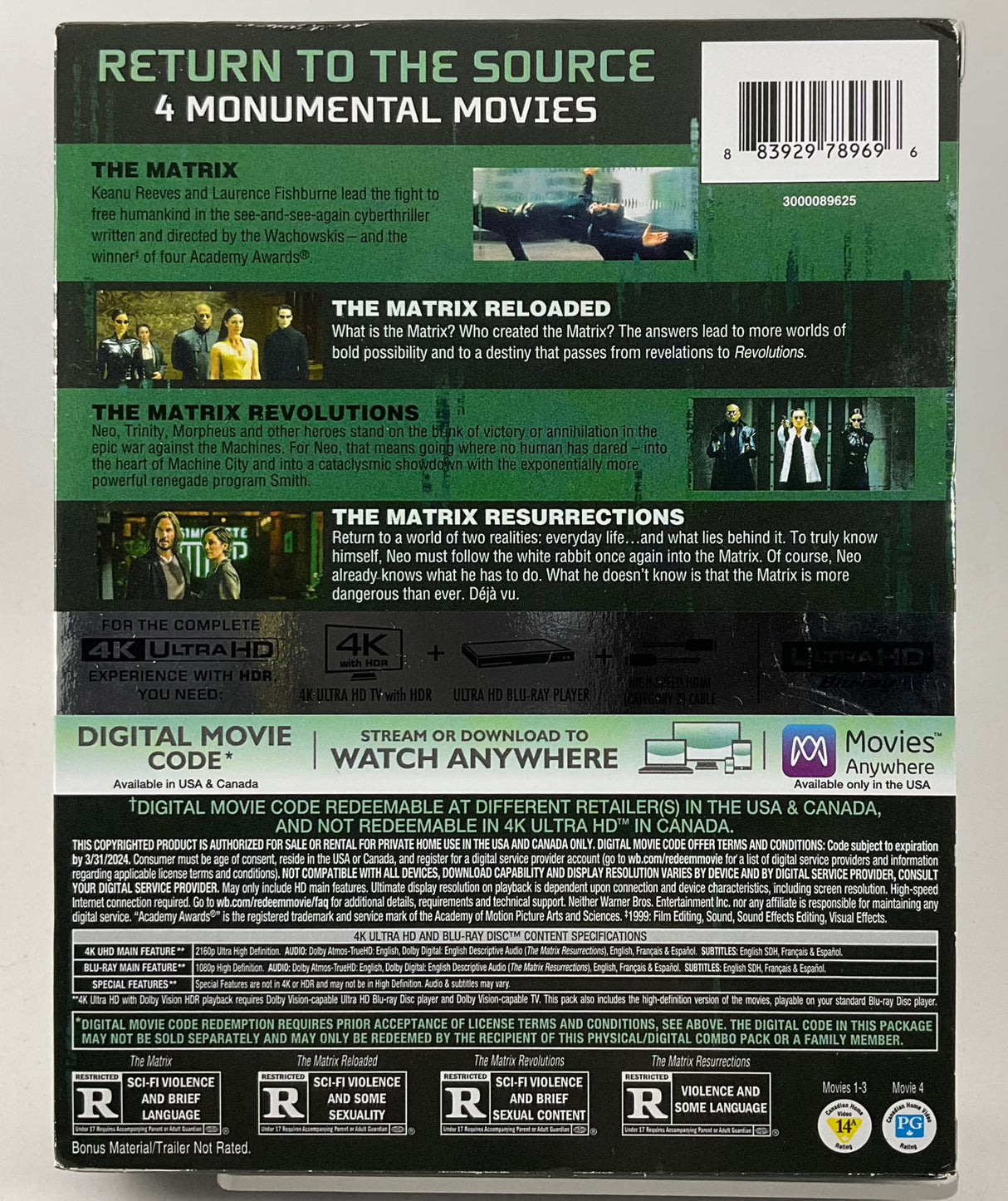 Matrix - The 4-Film Déjà vu Collection (4K UHD) USED