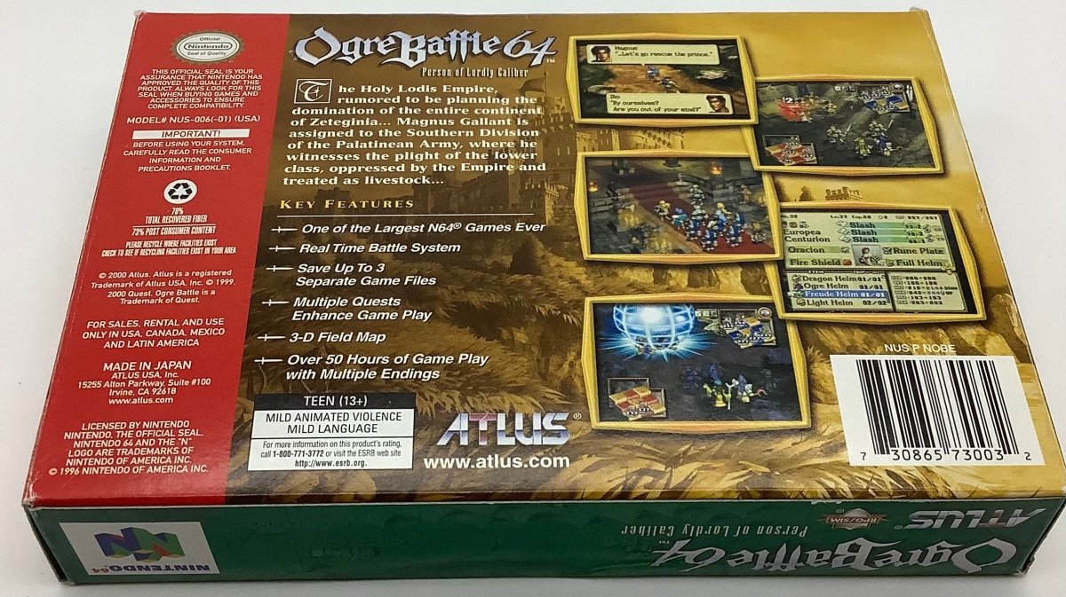 Ogre Battle 64: Person of Lordly Caliber Nintendo 64 USED - Video Games - Nintendo 64