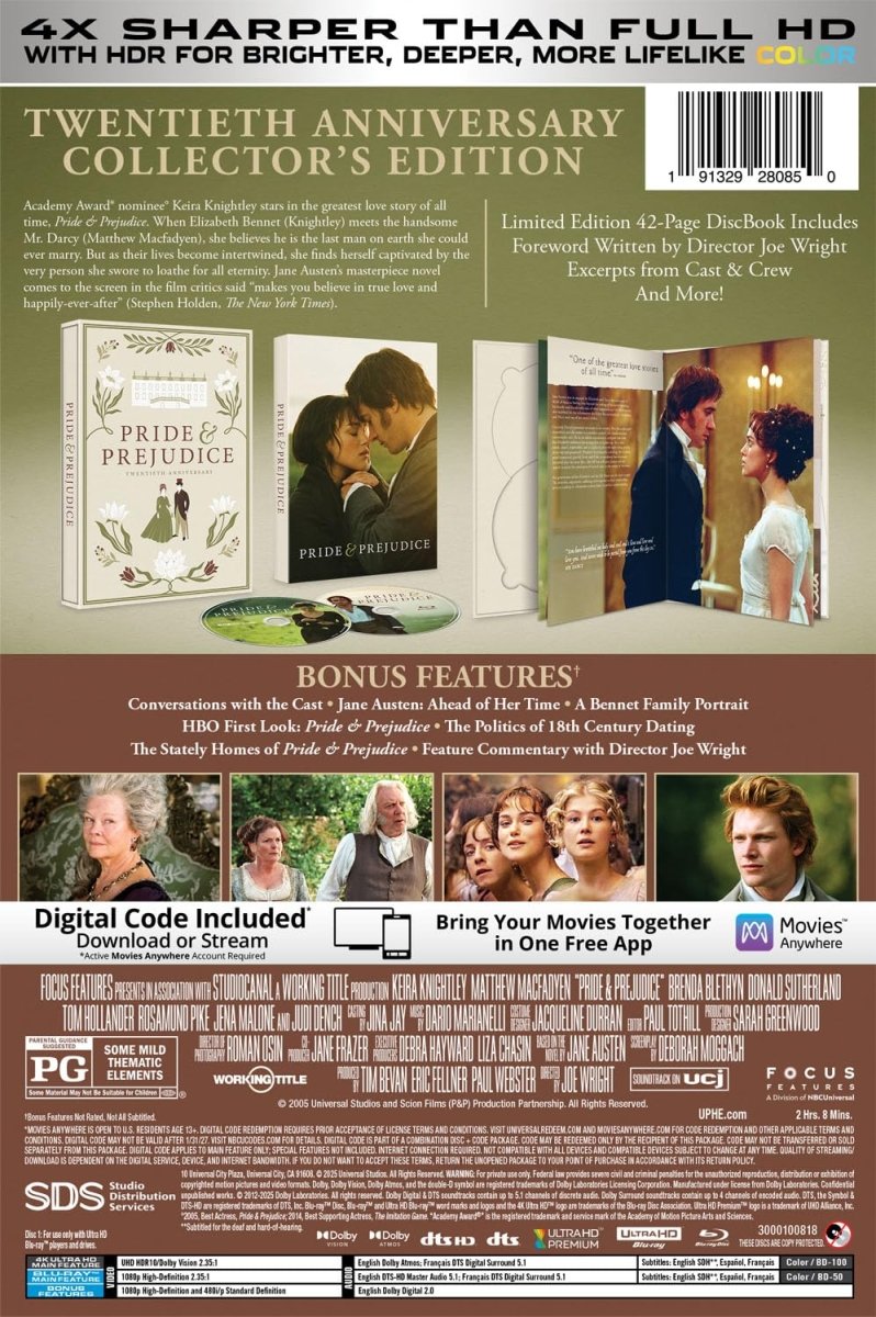 Pride & Prejudice: 20th Anniversary Edition (4K UHD, Limited Edition) - New 4K UHD