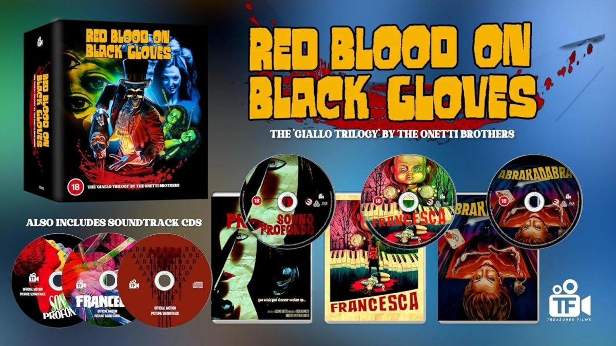 Red Blood on Black Gloves: The Giallo Trilogy by The Onetti Brothers (Limited Edition, Region Free) - New Blu - Ray
