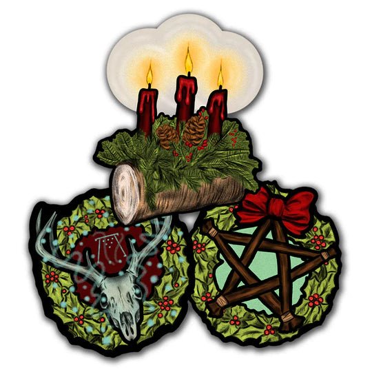 Retro Style Yule Holiday Cutout Decorations - Set of 3 - Posters/Stickers/Art