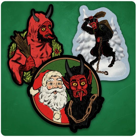 Set of 3 Retro - Style Krampus Christmas Cutout Decorations - Posters/Stickers/Art