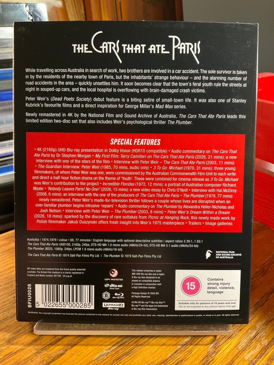 The Cars That Ate Paris + The Plumber (4K UHD/Blu-ray, BFI Limited Edition, Region Free/B) w/SLIP USED - Used 4K UHD