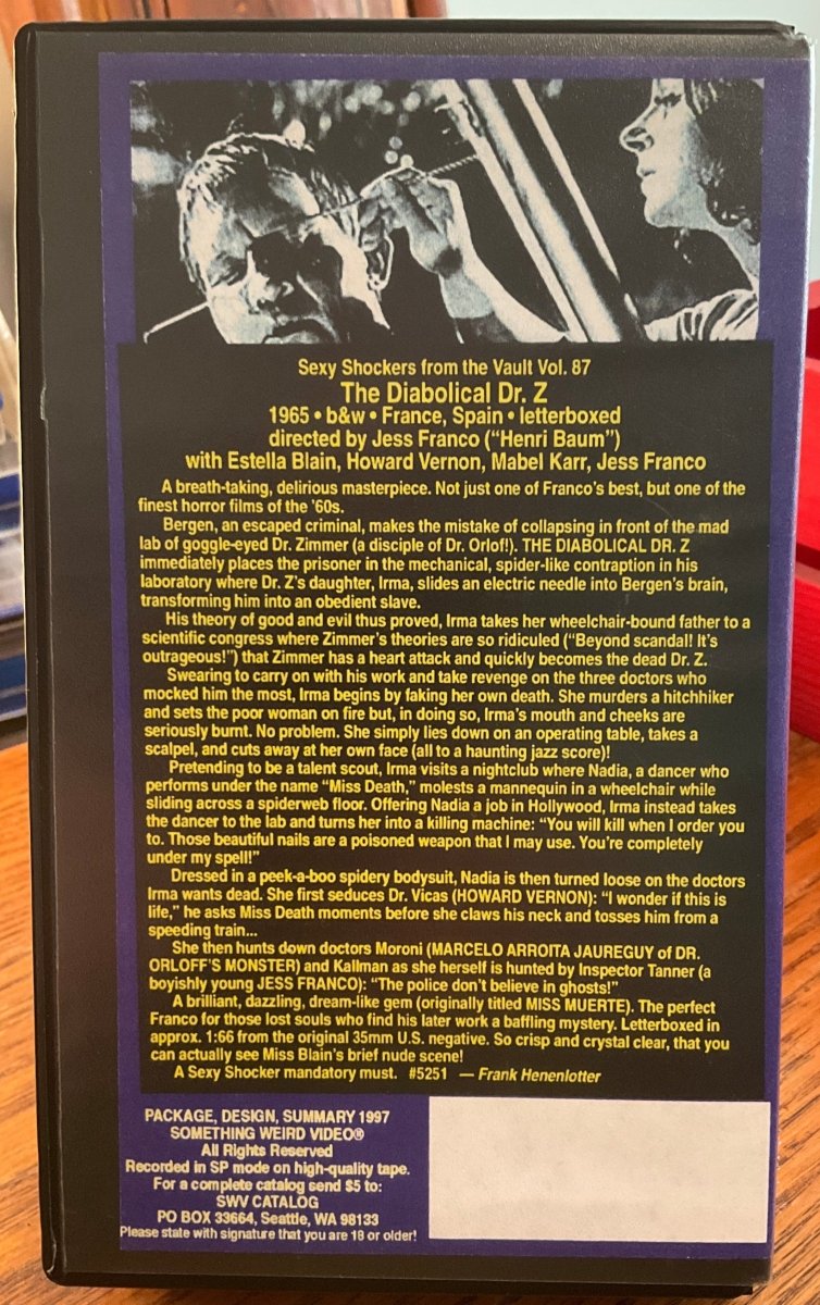 The Diabolical Dr. Z CLAMSHELL VHS - VHS