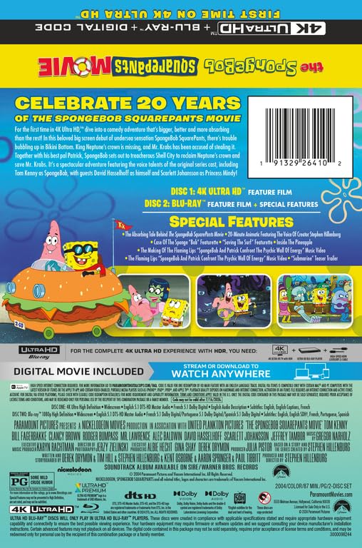 The SpongeBob SquarePants Movie (4K UHD, Limited Edition Steelbook) - New 4K UHD