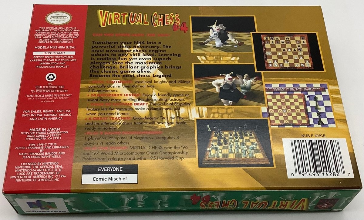 Virtual Chess Nintendo 64 USED - Video Games - Nintendo 64