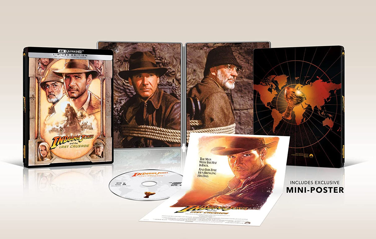 Indiana Jones and the Last Crusade (4K UHD, Limited Edition Steelbook w/ Poster!)