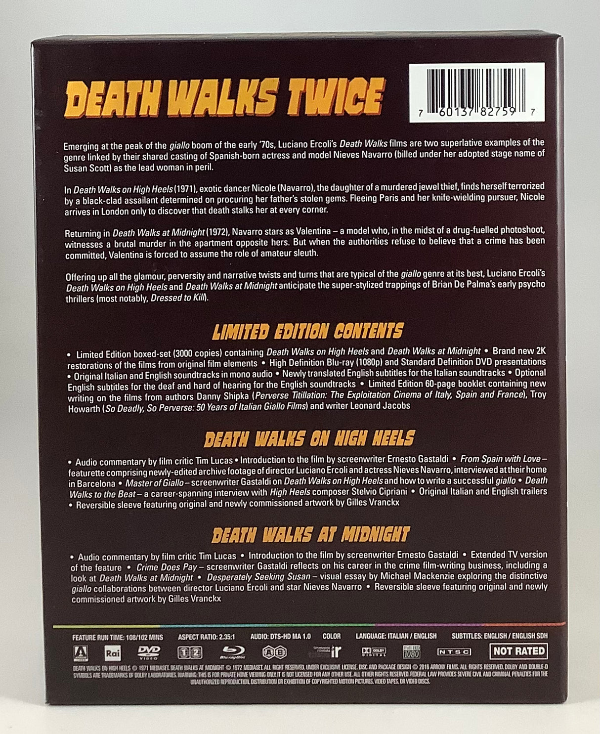 Death Walks Twice: Two Films by Luciano Ercoli Limited Edition USED