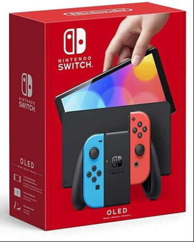 Nintendo Switch Console OLED w/Neon Red & Neon Blue Joy - Con USED - Video Games - Nintendo Switch