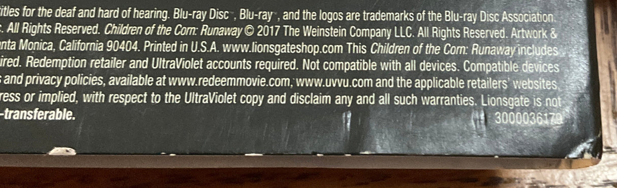 Children Of The Corn: Runaway w/SLIP USED