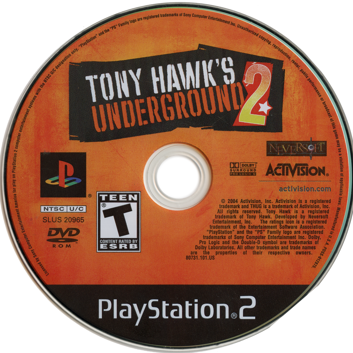 Tony Hawk Underground 2 Playstation 2 LOOSE