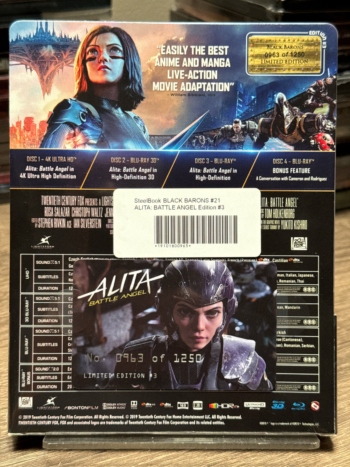 Alita: Battle Angel (4K UHD/3D Blu-Ray, Steelbook, Region Free/B)