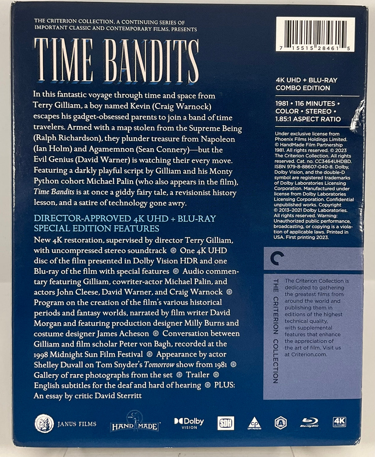 Time Bandits (4K UHD, #37) w/LENTICULAR SLIP USED