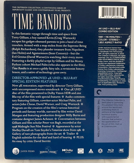 Time Bandits (4K UHD, #37) w/LENTICULAR SLIP USED