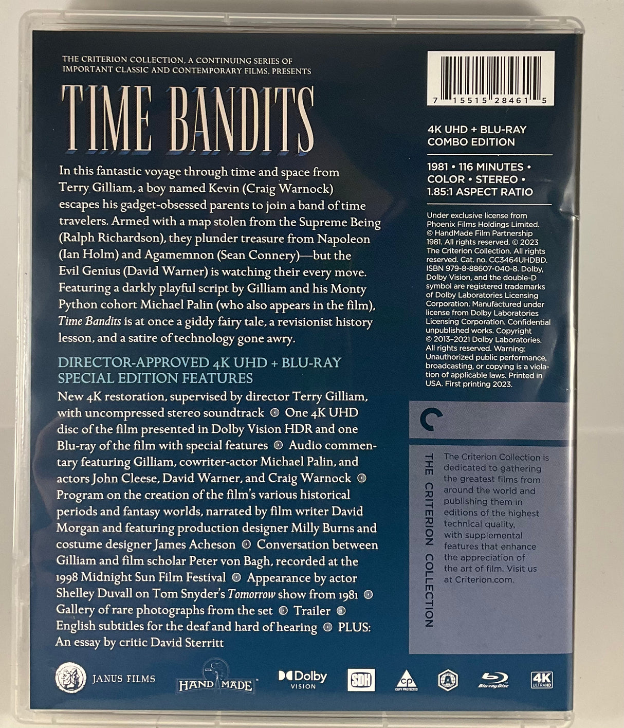 Time Bandits (4K UHD, #37) w/LENTICULAR SLIP USED