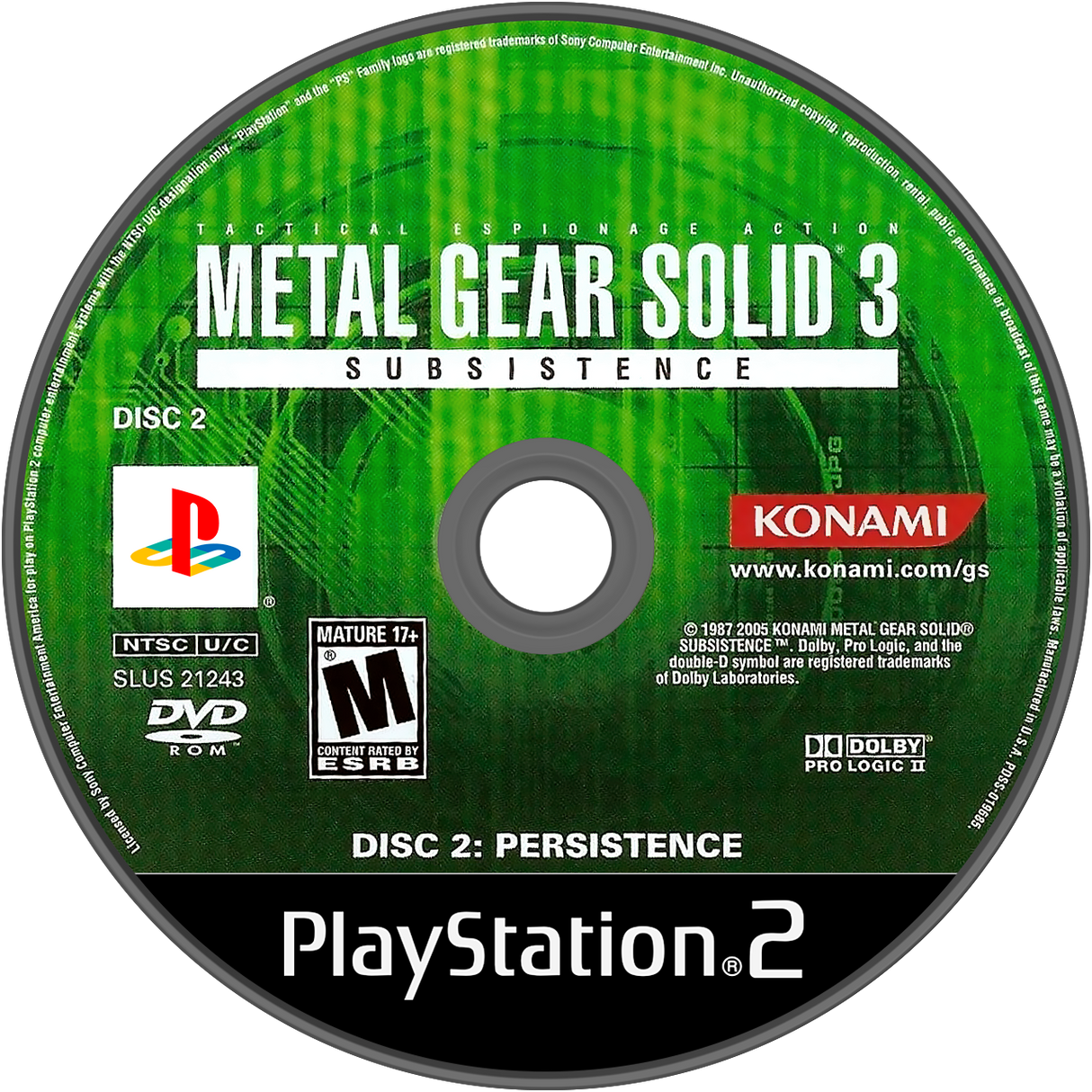 Metal Gear Solid 3 Subsistence Playstation 2 LOOSE