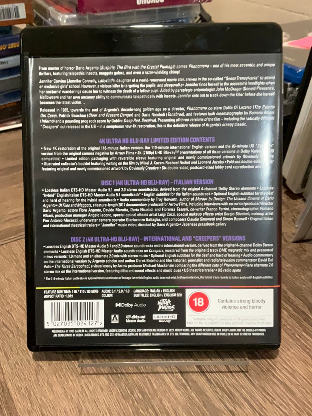 Phenomena 4K UHD (Arrow Limited Edition, Blu-Ray Region B) USED