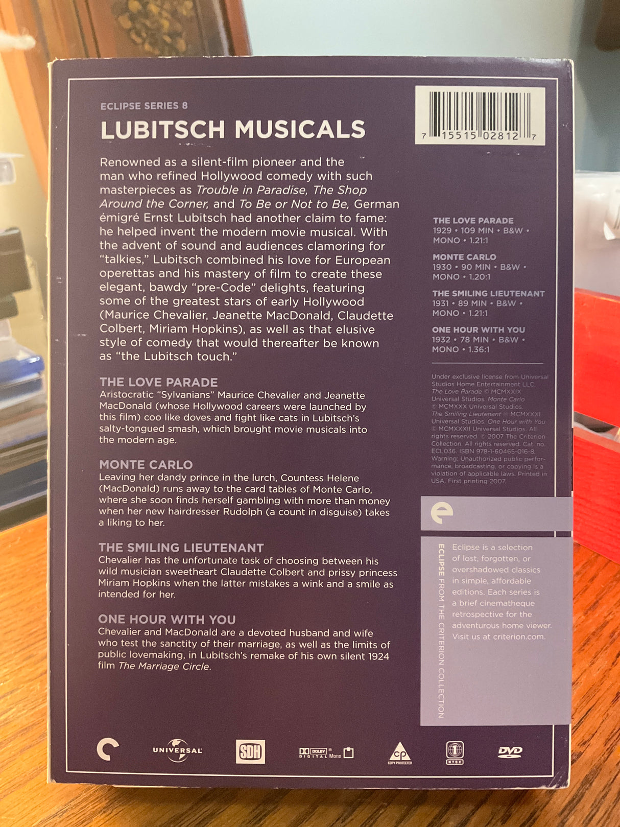 Eclipse Series 8: Lubitsch Musicals DVD USED