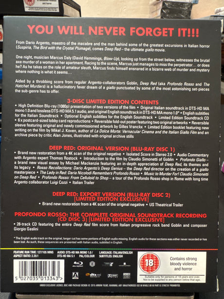 Deep Red Limited Edition (Blu-Ray, Region B) USED