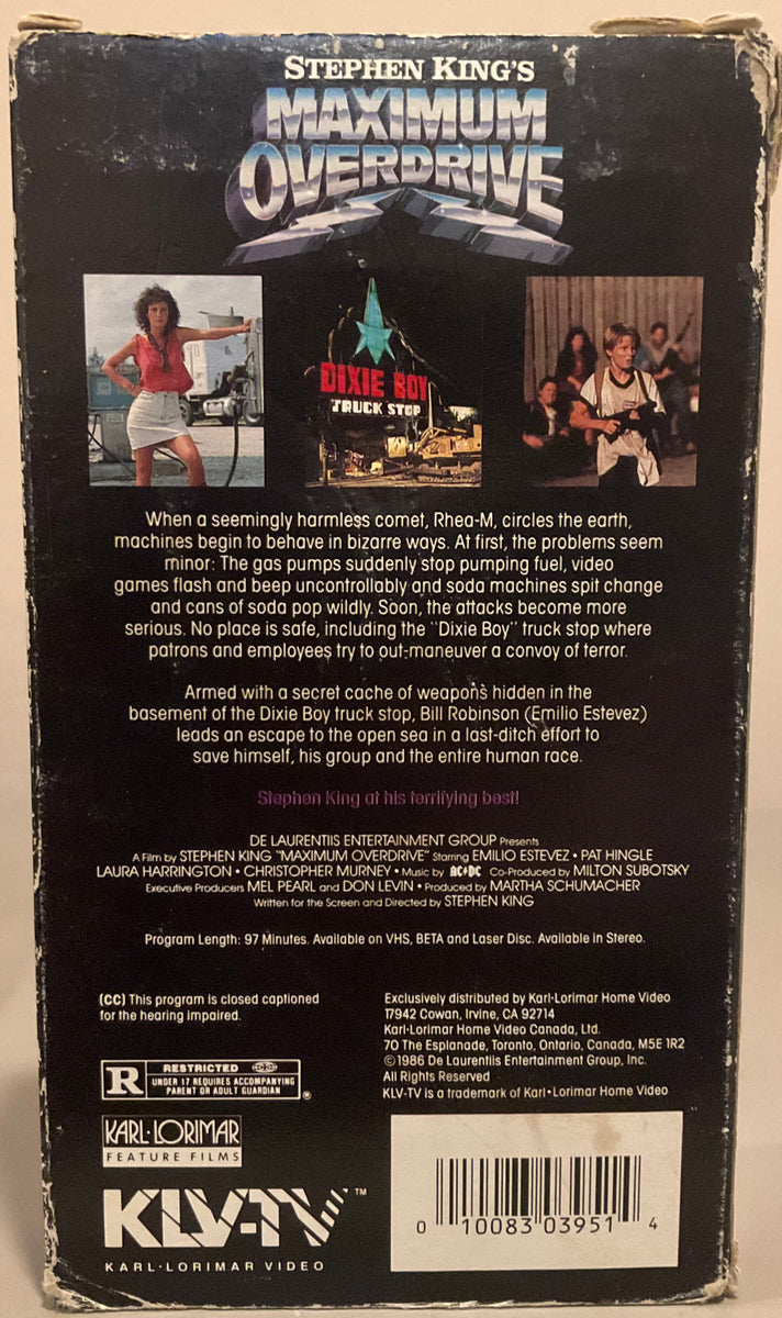 Stephen King's Maximum Overdrive VHS Orbit DVD