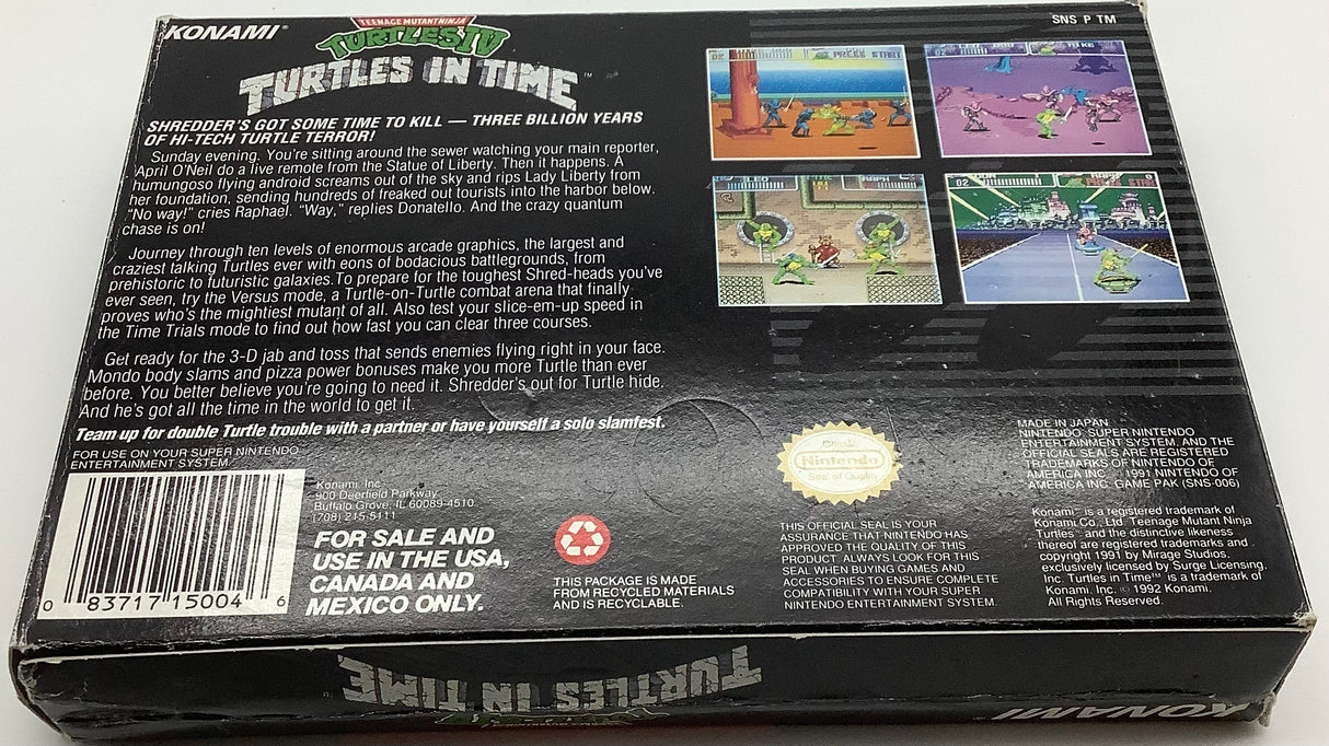 Teenage Mutant Ninja Turtles IV Turtles In Time [NO MANUAL] Super Nintendo USED