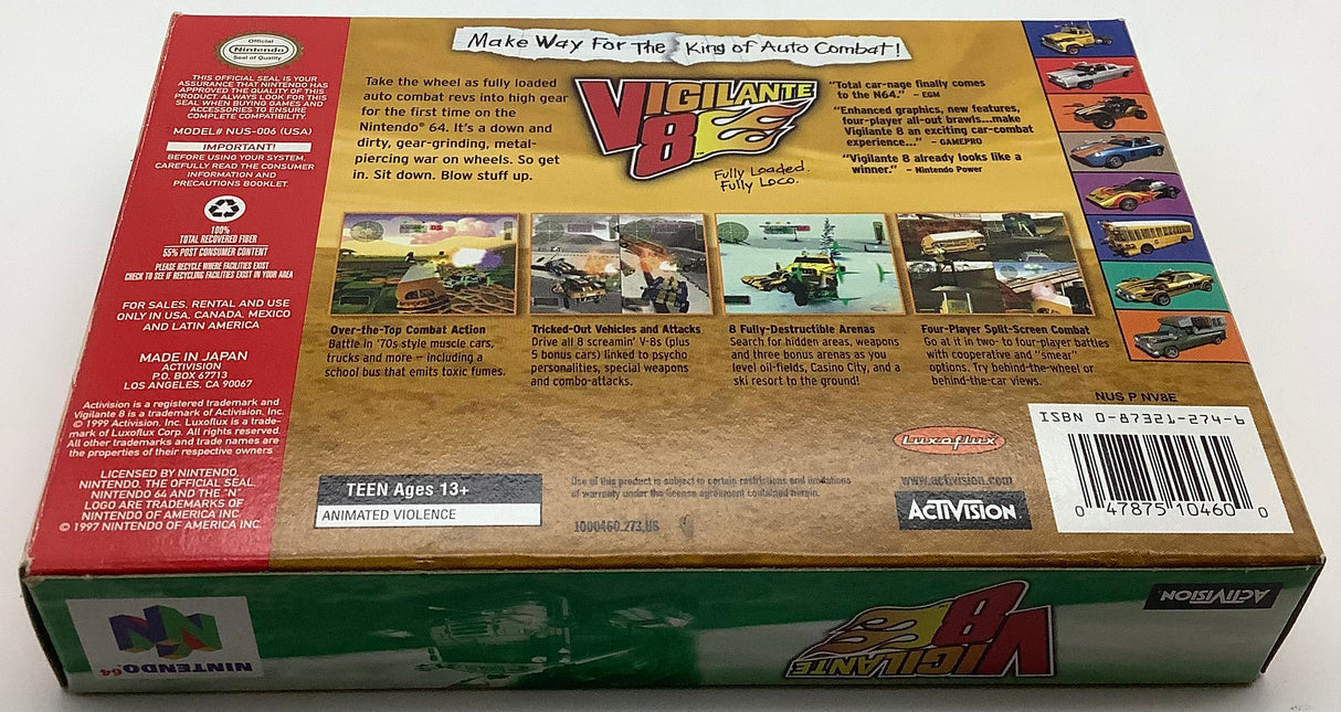 Vigilante 8 Nintendo 64 USED