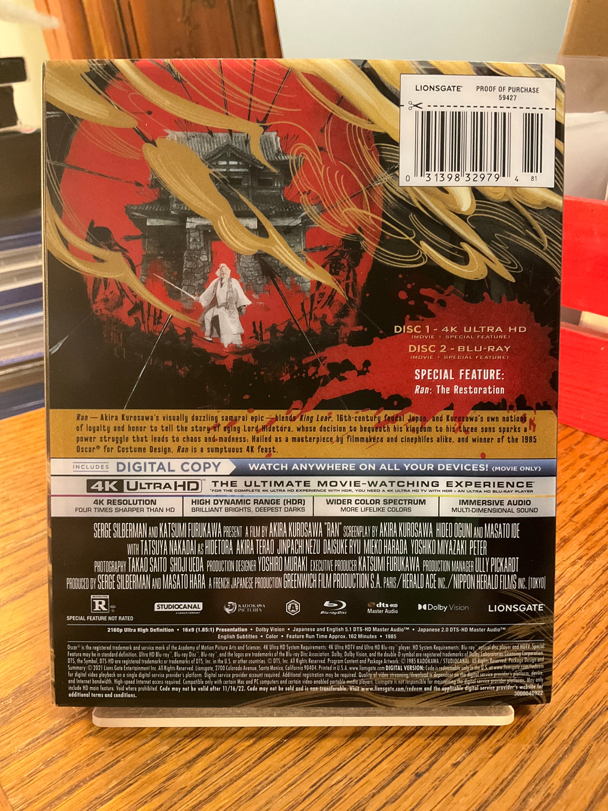 Ran Steelbook (4K UHD/Blu-ray) w/SLIP USED *SEE NOTE*