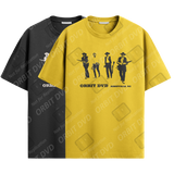 Yellow and black cotton-blend t-shirts featuring The Wild Bunch graphic print and Orbit DVD Asheville, NC branding.