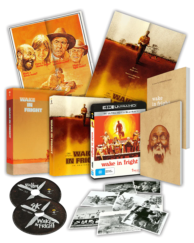 Wake in Fright (4K UHD/Blu-Ray, Collector's Edition w/Book + Rigid Case + Slipcase + Poster + Artcards, Region Free) *see note