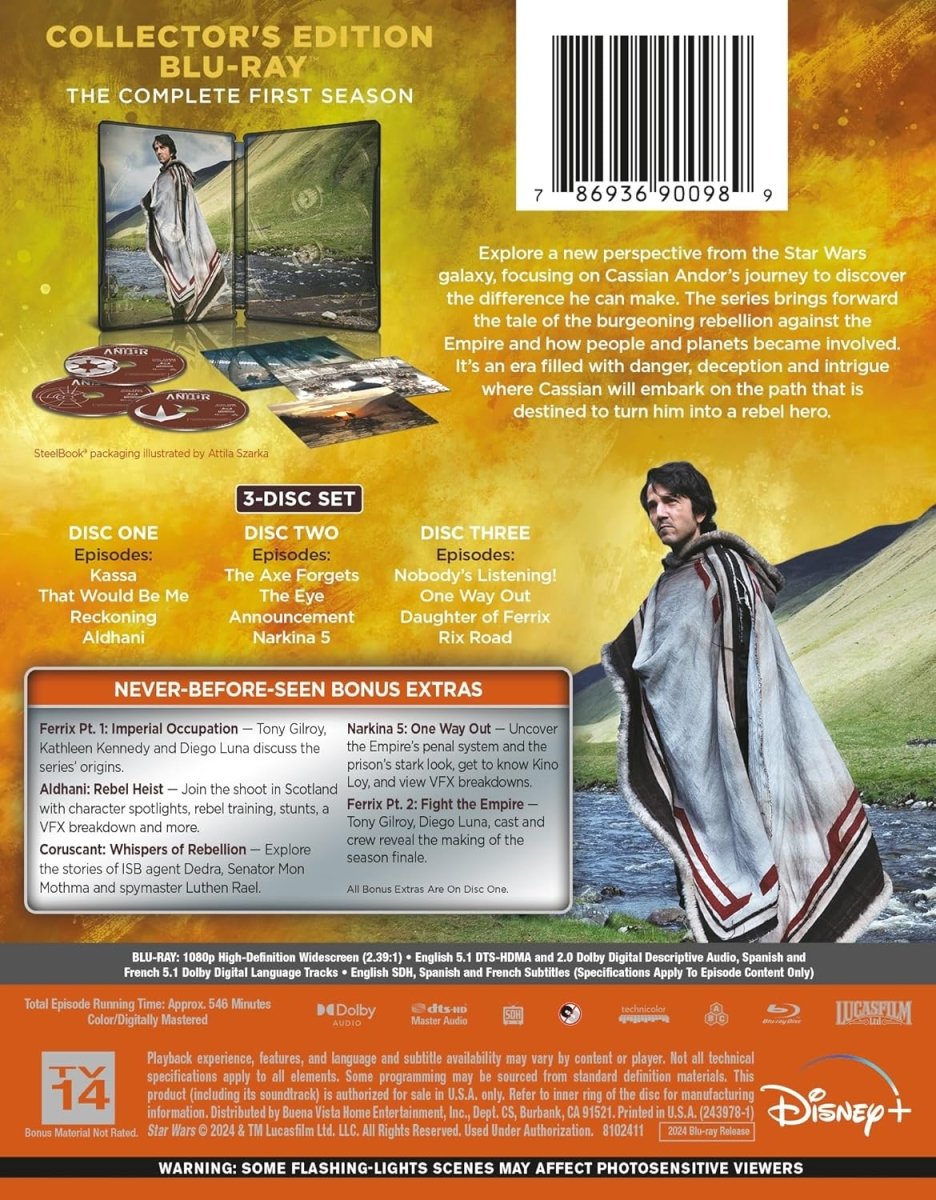 Andor: The Complete First Season (Blu - Ray, Collector's Edition Steelbook) - New Blu - Ray