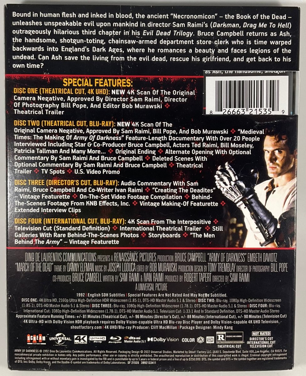 Army of Darkness (4K UHD, Collector's Edition) w/SLIP USED