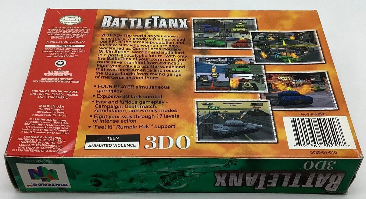 Battletanx [NO MANUAL] Nintendo 64 USED - Video Games - Nintendo 64