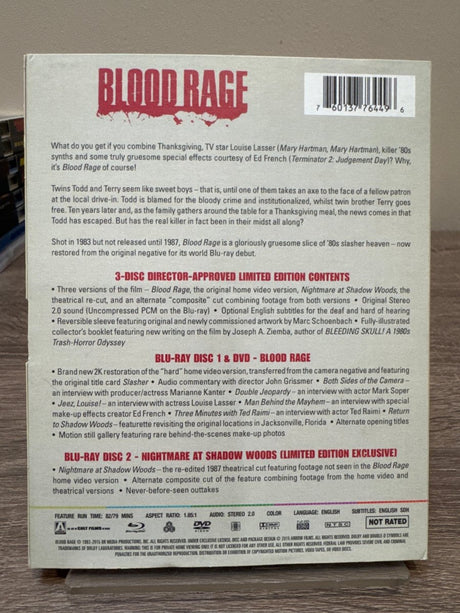 Blood Rage (3-Disc Special Edition) w/SLIP USED