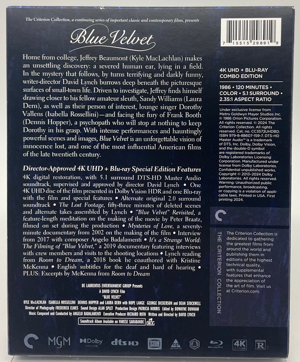 Blue Velvet (4K UHD, 977) USED - Used 4K UHD