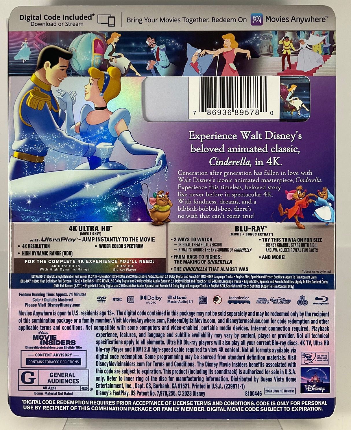 Cinderella (1950, 4K UHD) w/SLIP USED