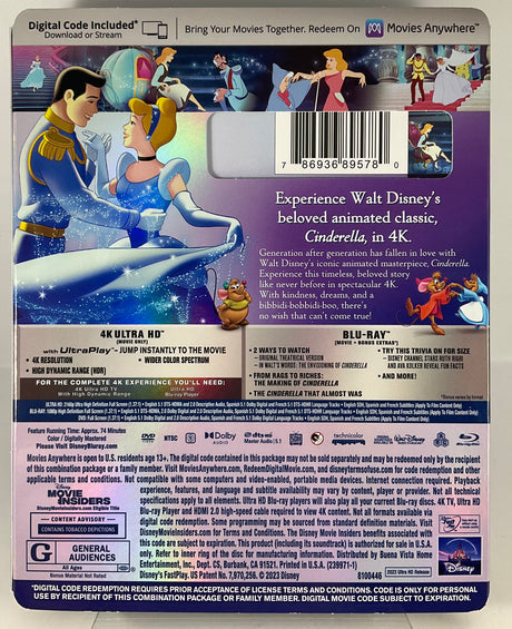 Cinderella (1950, 4K UHD) w/SLIP USED
