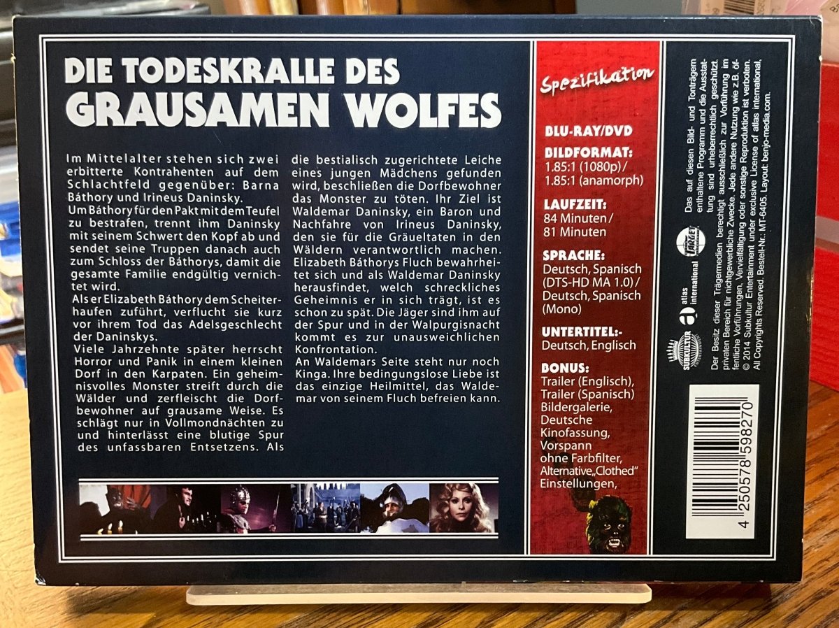 Die Todeskralle des Grausamen Wolfes /Ferocious Wolf's Death Claw- Paul Naschy: Legacy of a Wolfman No.6 (Blu-ray/DVD) Limited Edition REGION B USED
