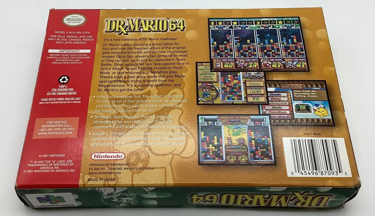 Dr. Mario 64 [NO MANUAL] Nintendo 64 USED - Video Games - Nintendo 64