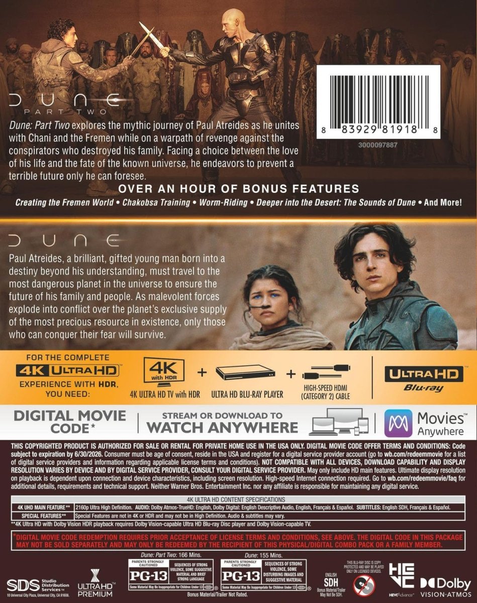 Dune: 2 - Film Collection (4K UHD) - New 4K UHD